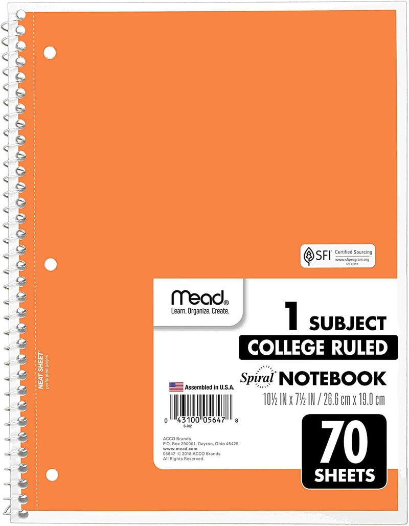 Mead Spiral Notebook, 12 Pack of 1-Subject College Ruled Spiral Bound Notebooks, Pastel Color Cute School Notebooks, 70 Pages - Image 4